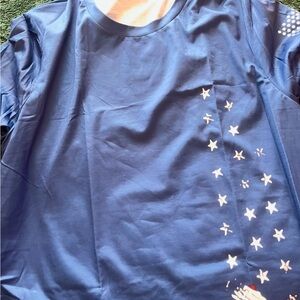 NEW Blue American flag Star Pattern long sleeve shirt size medium. 🇺🇸